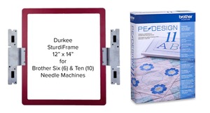 Brother PEDESIGN11, Full Version Software +Durkee STURDYPED12x14" SturdiFrame Split Design Hoop for PR600 PR620 PR650 PR655 PR670 PR1000 PR1050 PR1055