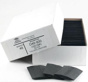 98932: EW White Diamond D48-900 Tailor's Squares Crayons, 4DZ or 48 Ct. Black