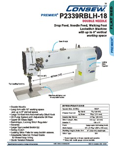 4275: Consew Premier P2339RB 1/4" Double Needle Feed Walking Foot Sewing Machine, Stand