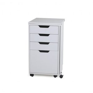 Kangaroo Kiwi 4-Drawer Storage Caddy on Casters, Choose Ash White or Teak