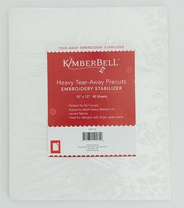 Kimberbell KDST109 Heavy Tearaway Stabilizer—40 ct. 10" x 12" Precut Sheets