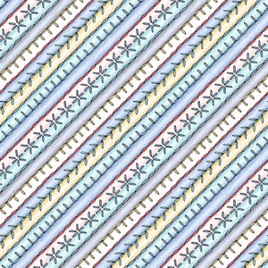 Measure Twice MAS9897-QS Embroidered Bias Stripe Aqua/Yellow