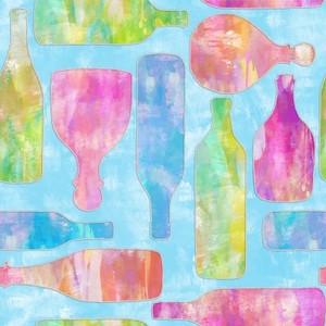 v3 Wishes Fabric 3WI18017-BLU-CTN-D MIXOLOGY - BOTTLES (GLITTER)