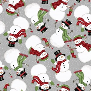 3 Wishes Fabric SEF5689-98 Snow Merry Tossed Snowmen