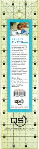 Quilters Select QS-RUL3X12 3" x 12" Non-Slip Deluxe Quilting Ruler