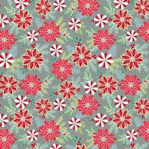 EE Schenck Heart & Home CON10323-13 CHRISTMAS FLORAL - GRAY