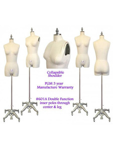 8466: PGM 601A Womans Professional Dress Form, Linen Cover, Natural Hip size 2-8, 10-12-14 NLA