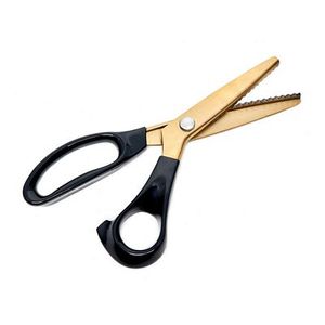 Hemline, 380HG, Hemline Gold, 9.5 inch Pinkers, sewing pinkers, sewing scissors, black handle, gold blade