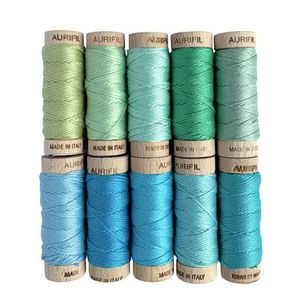 Aurifil SA30SB10 Susan Ache Seaside Blues Thread Set, 10 Small Spools Cotton Floss, 18 yards each