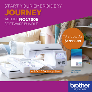 Babylock BLMFL, Brother NQ1700E, NQ1600E, NQ1400, Babylock Flare, 5x7 6x10 Hoop Embroidery Machine, 258 Designs, 140 Border Frames, 13 Embroidery Lettering Fonts, WiFi Wireless, Bonus BES Software