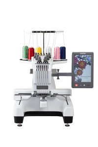 103594: Brother PR680W 6 Needle Embroidery Machine, Wireless +APP, Droplight Cross Hair Laser + Wide Cap Equipment and Metal Roller Stand, 0% APR or Trade In