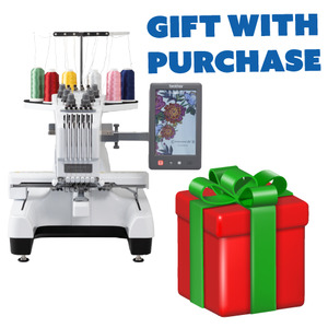 103594: Brother PR680W 6 Needle Embroidery Machine, Wireless +APP, Droplight Cross Hair Laser + Wide Cap Equipment and Metal Roller Stand, 0% APR or Trade In