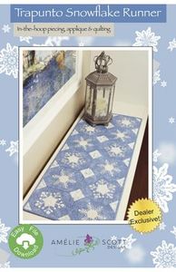 Amelie Scott Designs ASD229 Trapunto Snowflake Runner Project Pattern and Designs for Machine Embroidery