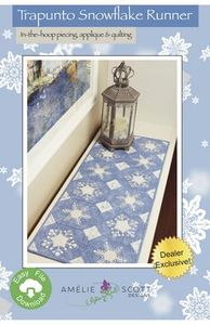 Amelie Scott Designs ASD229 Trapunto Snowflake Runner Project Pattern and Designs for Machine Embroidery