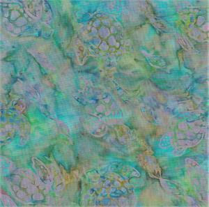 Batik Textiles 5415 Turquoise Teal Sea Turtles - Bahari Fabric Blender