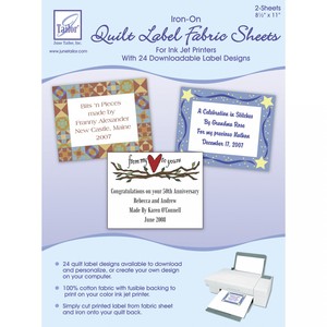 June Tailor JUTJT-403 Quilt Label Fabric Sheets, 2 sheets/package, 24 Downloadable Designs