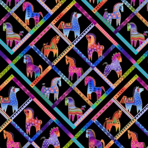 Clothworks CLTY3410-3M Fiesta Horses Designer: Laurel Burch