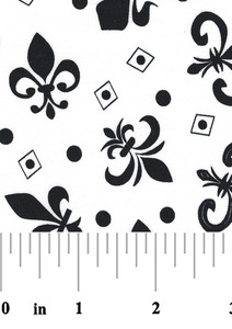 Fabric Finders 2430 Fleur-de-lis Fabric: Black and White