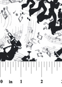 Fabric Finders 2431 New Orleans Music Fabric: Black and White