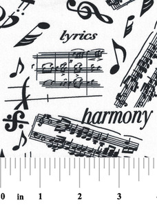 Fabric Finders 2432 Sheet Music Fabric: Black and White
