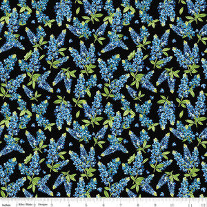 Riley Blake C11643-BLACK Bluebonnet Breeze Bluebonnets Black