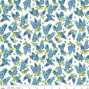 Riley Blake C11643-WHITE Bluebonnet Breeze Bluebonnets White