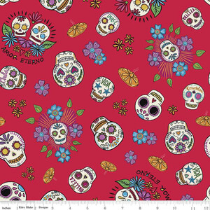 Riley Blake C11811-RED Amor Eterno Skulls Red