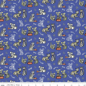 Riley Blake C11812-BLUE Amor Eterno Cats and Dogs Blue
