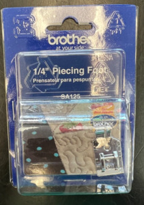 Brother SA125 with Black Metal Guide Part# XC6800251 Quarter Inch Straight Stitch Patchwork Quilting Seam Foot