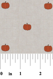 Fabric Finders 2244 Pumpkin Print Fabric: Orange Pumpkins on Khaki Chambray