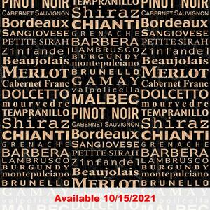 Sykel 10399 CHARCUTERIE & CHEESE Wine Words Black Cotton