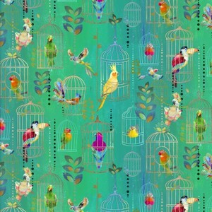 3 Wishes Tropicolor Birds 3WI19378-TRQ-CTN-D Bird Cages - Digital Print