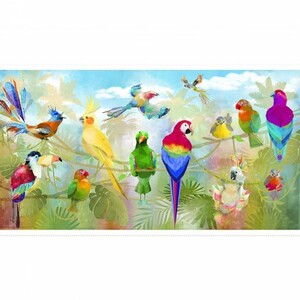 3 Wishes Tropicolor Birds 3WI19380-PNL-CTN-D Bird On A Vine Panel - Digital Print