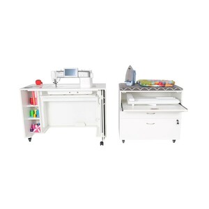 Arrow Kangaroo MOD XL Bundle Lift Hydraulic XL and Embroidery Storage Cabinet in White