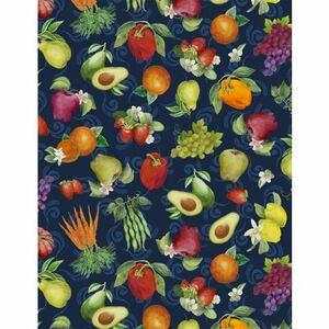 Wilmington Prints Fresh Grove 3044 20515 473 Fruit & Veggies Toss Navy