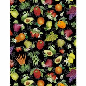Wilmington Prints Fresh Grove 3044 20515 973 Fruit & Veggies Toss Black