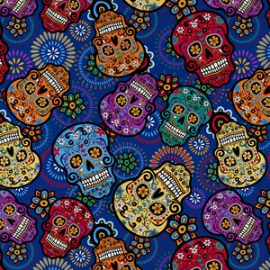 EE Schenck DATDX-2947-1C-1 SUGAR SKULLS ON BLUE