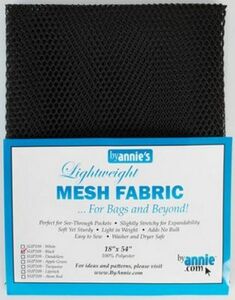 By Annie PBASUP209-BLACK Lightweight Mesh Fabric 18inx54in Black