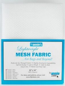 By Annie PBASUP209-WHITE Lightweight Mesh Fabric 18inx54in White