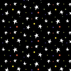 Kimberbell HEG248G-99 TOSSED STARS - BLACK
