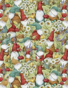 Wilmington Prints Savor the Gnoment  3023 39719 734 Packed Gnomes Green