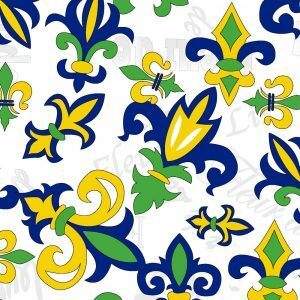 Fabric Finders 2434 Fleur-de-lis Fabric: Purple, Gold, and Green