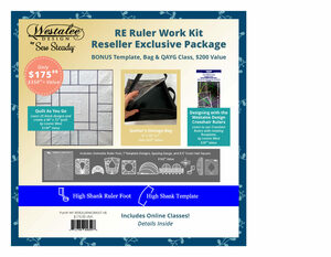 Sew Steady Westalee Ruler Work Class Kit +Ruler Foot, 8 Templates, Storage Bag +Quilt As You Go Class