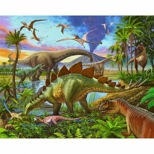 EE Schenck Fantastic Creatures FOSML-3243-1C-1 The World of Dinosaurs Panel
