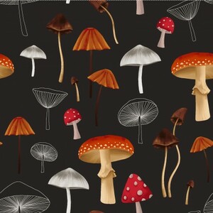 David Textiles CLTY3387-115 Midnight Flora Mushroom Fabric