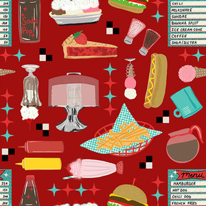 Blank Quilting Diners & Drive-Ins 2421-88 Red