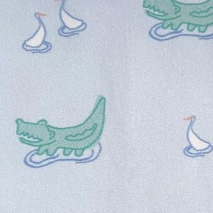 Fabric Finders 2460 Alligator and Bird Print Fabric Blue, Green, and White