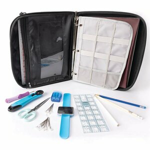 105865: Grace TrueCut TCC0121535 13pc Tools Travel Kit Case: 8x10 Cutting Mat, Patch Board, Cutter, Ruler, Ripper, Scissors, Wrist Band, Pins, Grips, 3Pencils