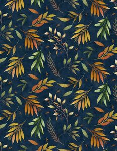 Wilmington Prints Autumn Sun 3022 32086 487 Leaf Toss Navy