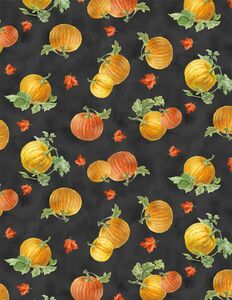 Wilmington Prints Harvest Gold 1077 89266 985 Pumpkin Toss Black